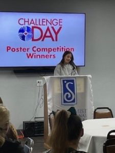 A Poster Competition Awardee eplaining her design process
