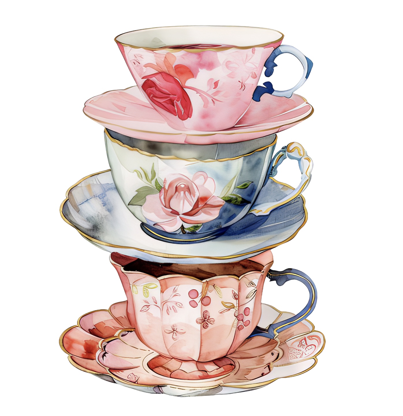 Stacked Tea Cups Alice in Wonderland